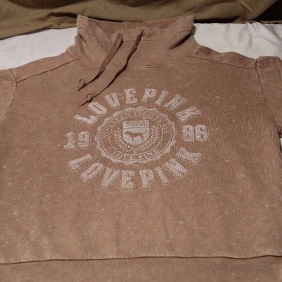 PINK Victoria's Secret XS Cowl-neck Lite Brown Sweatshirt Everyday Lounge - NWT - Picture 3 of 8